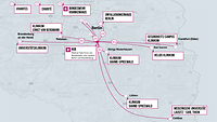 Eine Karte von Berlin mit eingezeichneten Daten von Krankenhäusern