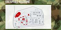 Grafische Darstellung des Kasernengeländes mit grauen und roten Flächen