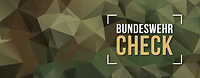 Der Schriftzug „BundeswehrCheck“ auf Polygonmuster
