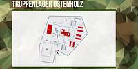 Grafische Darstellung des Kasernengeländes mit grauen und roten Flächen