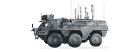 Ein Radpanzer freigestellt in Seitenansicht