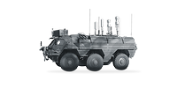 Ein Radpanzer freigestellt in Seitenansicht