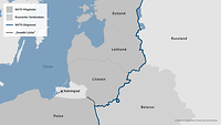 Eine Karte zeigt die NATO-Ostflanke. Die Grenze zwischen Litauen und Polen ist hervorgehoben.