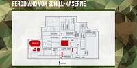 Grafische Darstellung des Kasernengeländes mit grauen und roten Flächen