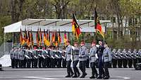Military personnel in formation