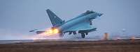 Ein Kampfjet Eurofighter der deutschen Alarmrotte beim Air Policing South in Rumänien startet