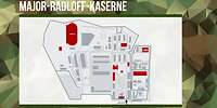 Grafische Darstellung des Kasernengeländes mit grauen und roten Flächen