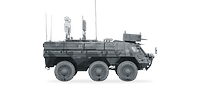 Ein Radpanzer freigestellt in Seitenansicht