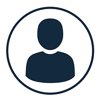 Eine Person als Icon in einem Kreis in dunkelblau