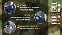 Eine Grafik zeigt das Portepee an Uniformen von drei Dienstgradgruppen.