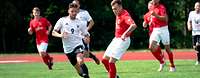 Intensive Partie Spielszene in einem FußBallspiel