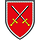 Coat of arms, Army Concepts and Capabilities Development Centre Two crossed black and white swords with golden handles set on a red field.