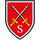 Wappen der Offizierschule des Heeres Auf Rot kreuzen sich zwei schwarz-silberne Schwerter mit goldenem Griff, darunter ein S für Schule.