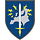 Eurocorps crest The crest features a map of Europe in grey and a sword, encircled by golden stars, against a blue background.