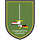 Crest of 1 (German/Netherlands) Corps Auf grünem Grund halten zwei Hände, von rechts und links, mit Ärmeln der deutschen und niederländischen Flagge ein Schwert.